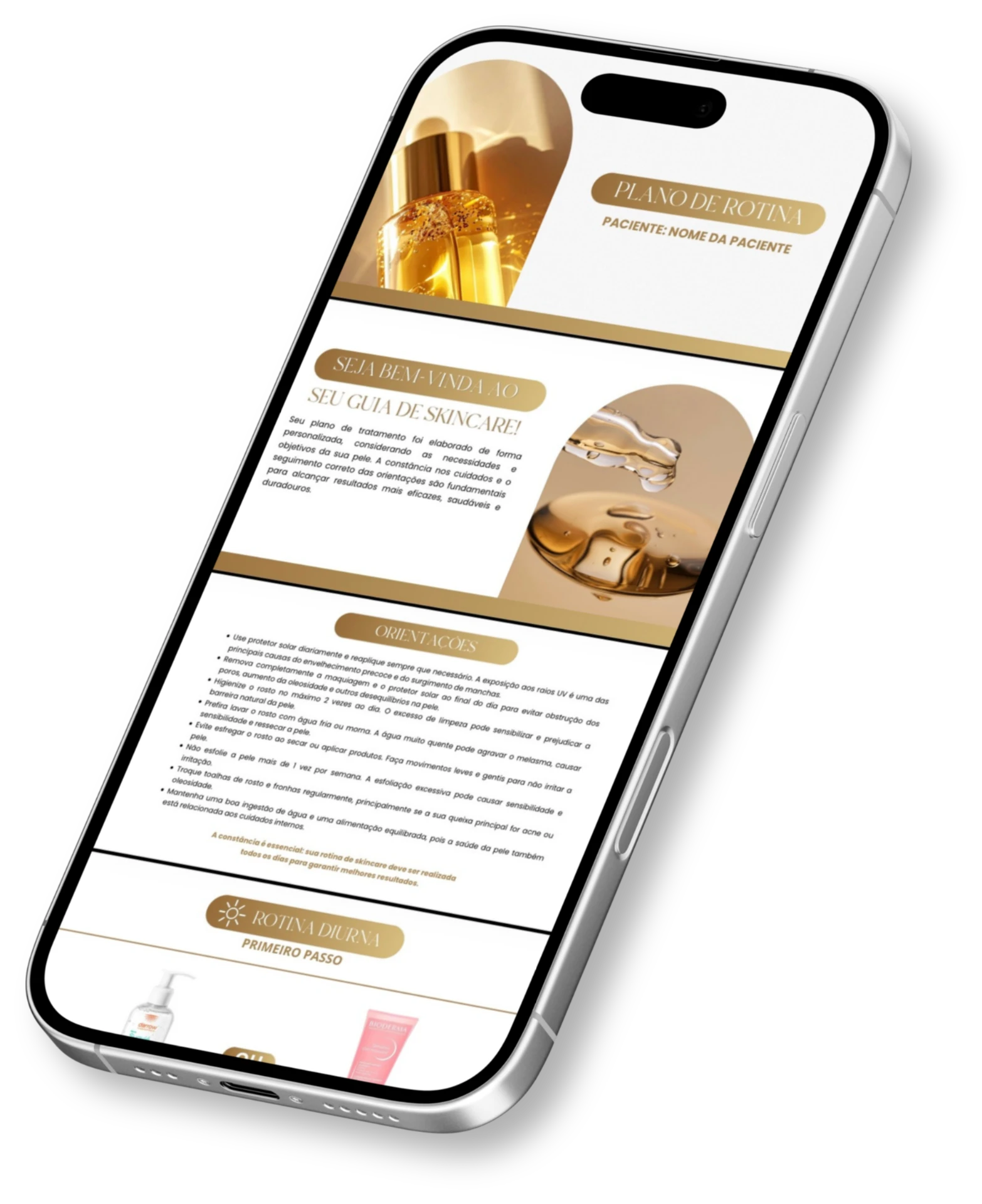 Mockup do Plano de Rotina Skincare Editável em um celular